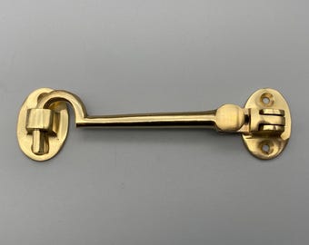 Brass Cabin Hook and Eye Latch – Silent Door and Gate Hook – 50mm to 300mm – Solid Brass – Pack of 1, 2, or 4