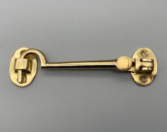 Brass Cabin Hook and Eye Latch – Silent Door and Gate Hook – 50mm to 300mm – Solid Brass – Pack of 1, 2, or 3