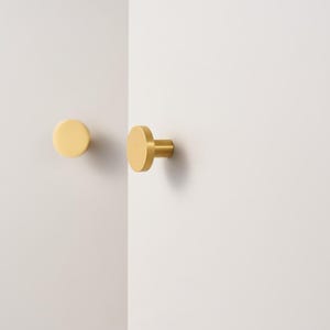 Brass Round Knobs - Solid Brushed Brass Drawer Knobs - 20mm to 32mm image 3