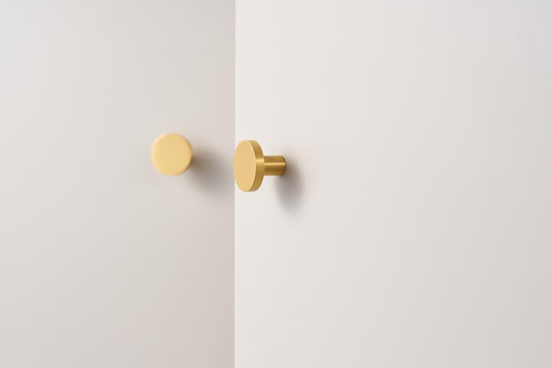 Brass Round Knobs - Solid Brushed Brass Drawer Knobs - 20mm to 32mm image 3