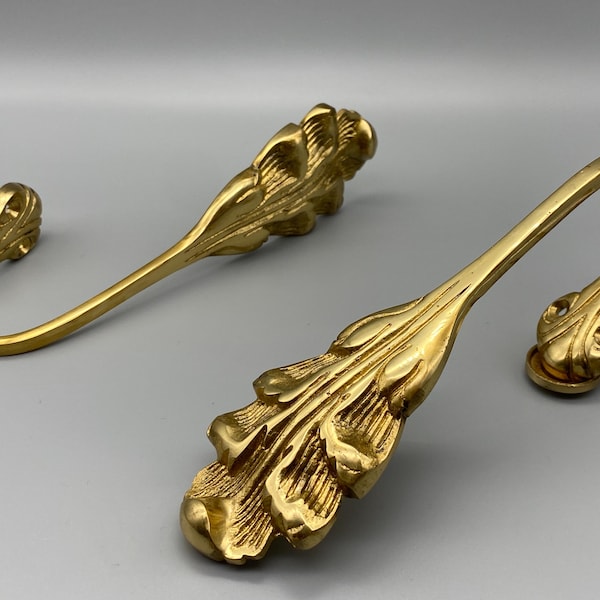 2x Solid Brass Curtain Tie Backs – Louis XVI Style Wall Mount