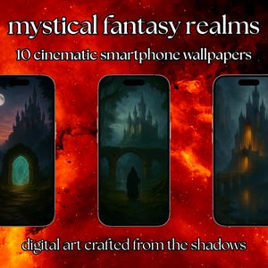 Phone Wallpaper – Cinematic Fantasy Castle Pack, Mystical Portal Scenery, Dark Magical Aesthetic, Digital Download for Smartphones