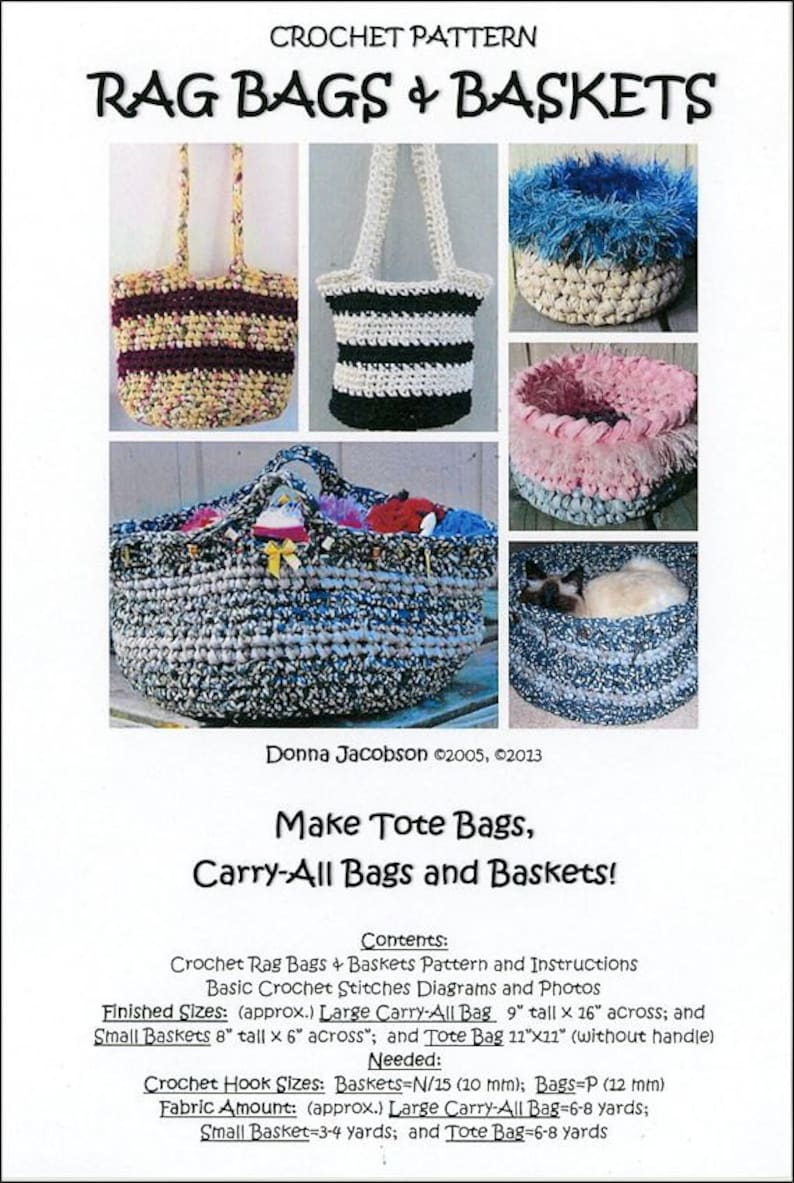 Crochet Rag Bags & Baskets ePattern-PDF image 6