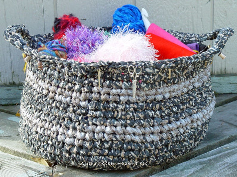 Crochet Rag Bags & Baskets ePattern-PDF image 3