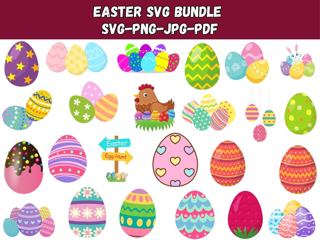 Easter Egg SVG Bundle: Silhouette Vector Cut Files (digital Download ...
