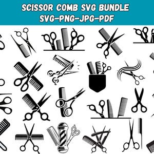 Saxkam Svg, Kosmetologverktyg svg, Frisörkärlek Svg, Frisör Svg, Kam och sax Svg, Frisörmonogram