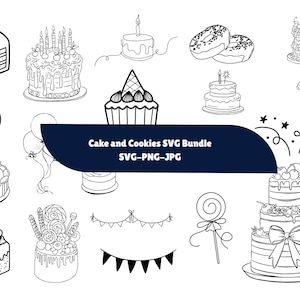 Cake and Cookies SVG | Baking SVG | Bundle Includes Cake And Cookies | Bakery | Simple Cakes Doodle SVG | Instant Download