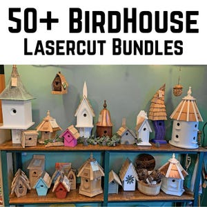 50+ Vogelhaus Laser Cut Dateien Bundle, Vogelhaus Bundle, 3D & 2D Muster, , CO2, CNC, Wasserstrahl, Holz, Metall, Glas svg, dxf, eps, png