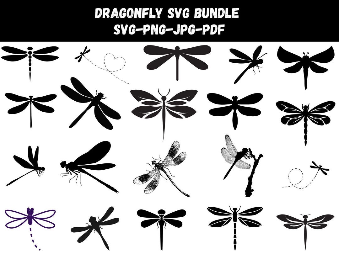 Dragonfly SVG: Insect Silhouette Cut File for Cricut and Silhouette - Etsy