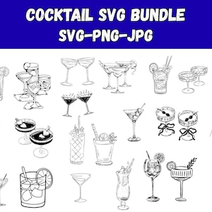 Cocktail Clipart Bundle – includes cocktails PNG, SVG, signature drink signs, wedding drink images, and bar clipart for parties & events
