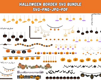 Halloween Frame SVG Bundle: Spooky Clipart, Geometric Vector (Digital Download)