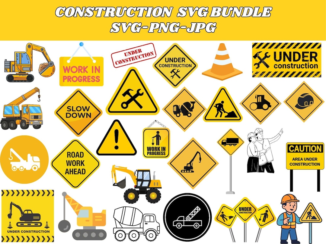 Construction Equipment SVG Designs, Construction Sign, Heavy Machines ...