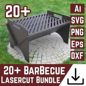 Más de 20 planos de barbacoa listos para cortar con CNC para barbacoa portátil, archivo DXF, fogata para acampar, barbacoa plegable de bricolaje, descarga digital instantánea, láser de plasma CNC