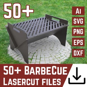 Oltre 100 file DXF pronti per il taglio CNC di barbecue portatili, braciere per campeggio, barbecue fai da te pieghevole, download digitale istantaneo, laser al plasma CNC