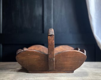 Cutlery Tray Wooden Basket with Handle - French Farmhouse