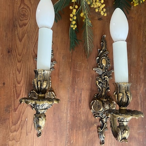 French Brass Wall Sconce Set – Late 19th/Early 20th Century