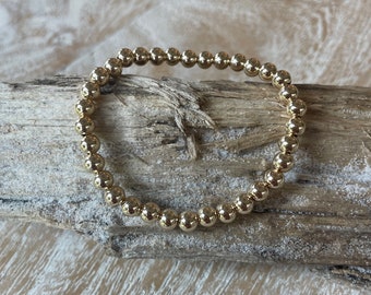 Handmade 14k gold filled bead stretch bracelet 14k gold filled 5 mm beads