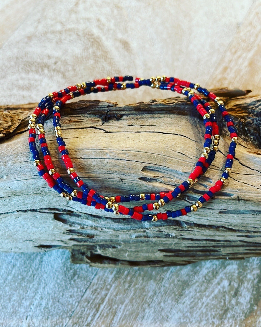 Ole Miss Gameday Stacks show Your Colors Set of 3 Handmade Miyuki Seed