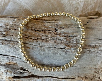 Handmade 14k gold filled bead stretch bracelet 14k gold filled 4 mm beads