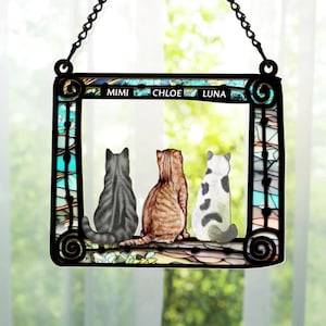 Personalized Cat Suncatcher – Custom Acrylic Cat Memorial Gift, Pet Loss Remembrance Window Hanging, Cat Lover Gift, Cat Mom Decor