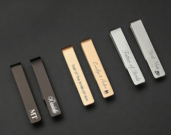Pinza de corbata personalizada de acero inoxidable, regalo personalizado para padrinos de boda grabado, accesorio de boda