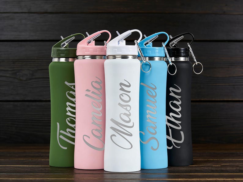 Custom Engraved Name Water Bottle With Straw, Groomsmen Gifts - Etsy ...
