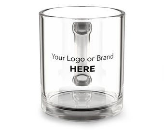 Custom Logo Glass Mug, 10oz | Clear Branding Coffee Cup