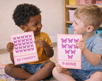 Butterfly Counting Flashcards 1-20 Printable | Preschool Number Cards | Kindergarten Math Activity | Toddler Learning Numbers
