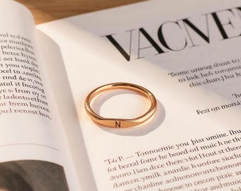 Aangepaste initiaalring, sierlijke initiaalsieraden, brief verjaardagsring, gepersonaliseerde briefring, eerste ring naam, eerste verlovingsring