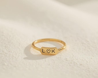 Ring med initialer för par, ring med två initialer, graverad ring med initialer, personlig bokstavsring, anpassad bokstavsring, ring med dubbel initial