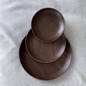 Round Walnut Tray 12/15/20cm – Catchall, Serving Tray, Wooden Plate, Valet Tray