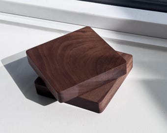 Walnut Wood Coasters, Minimalist Drink Coasters