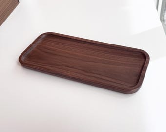 Solid Walnut Rectangle Tray – Solid Wood Serving Tray, Catchall Organizer, Coffee Table Decor