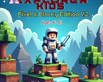Space Explorer Kids Pixel & Blocky Edition V.2 Coloring Book