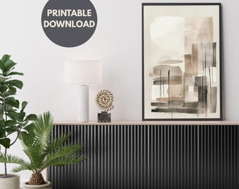 Wabi Sabi Abstract Watercolour Print – Minimalist Neutral Wall Art, Japandi Style, Earthy Modern Boho Digital Printable Download