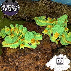 Tiny Clover Dragon and Egg - Fully articulated - Winged Fidget - Cinderwing 3D - 2 sizes