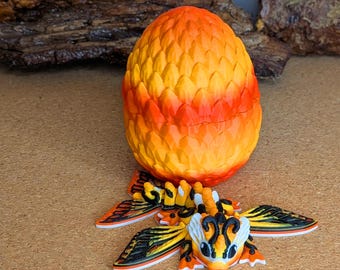 Pequeno Dragão Borboleta e Ovo - Articulado - Brinquedo Anti-Stress - Impresso em 3D