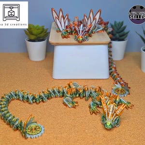 Steampunk Dragon 43cm (17in)- 3D Printed Articulated Fidget Toy - with or without wings - Cinderwing3D