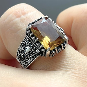 Color Change Zultanite Mens Ring: Handmade 925 Sterling Silver Ottoman Style