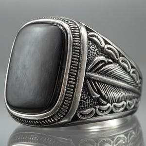 Men Handmade Black Silver Ring, Onyx Gemstone Ring, 925 Sterling Silver Ring, Gift For Him, Black Onyx Silver Ring, Silver Men Jewelry