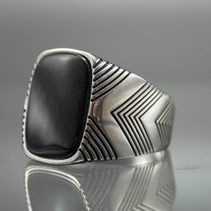 Onyx Silver Men Ring, Black Onyx Stone Handmade Ring, 925 Sterling Silver Onyx Ring, Gift For Husband, Onyx Gem Silver Ring For Men