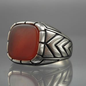 Red Agate Gem Handmade 925 Sterling Silver Ring For Men, Gift For Him, Silver Men Jewelry, Red Stone Men Ring, Vintage Silver Ring