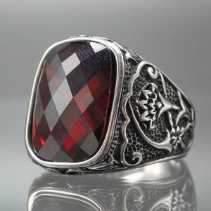 Handmade Ruby Gemstone Mens Ring: 925 Sterling Silver Jewelry