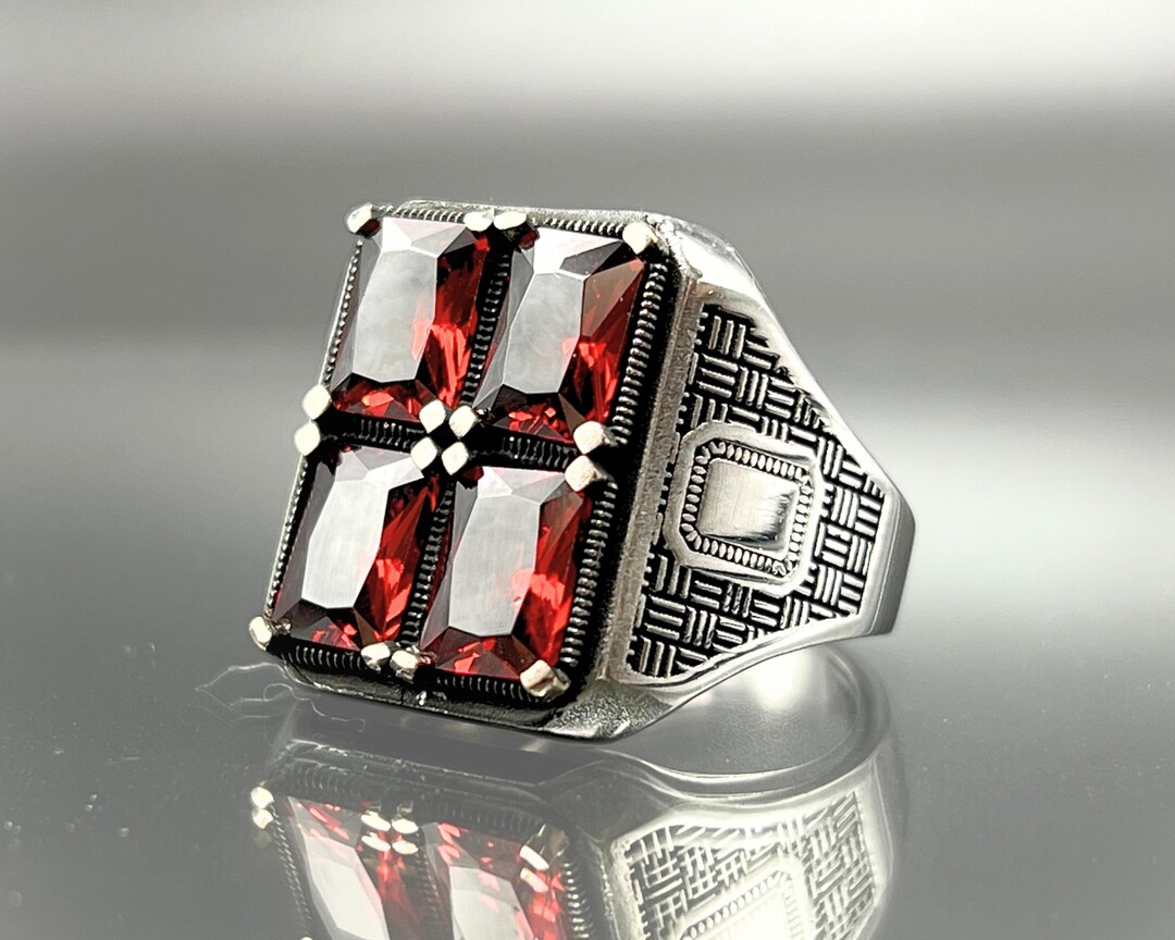 Large Silver Men Ring, 925 Sterling Silver Ring, Large Gemstone Ring ...