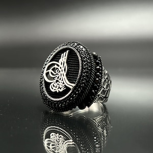 Ottoman Sign Silver Ring, Handmade 925 Sterling Ring, Tughra Symbol Ring, Men's Ottoman Ring, Historical Heritage Ring, Artisan Gift For Him