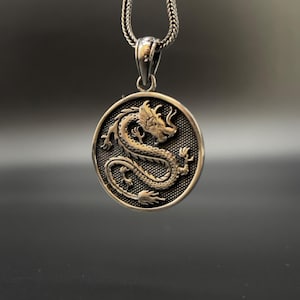 925 Silver Chinese Dragon Pendant, Men’s Necklace, Eastern Myth Symbol, Handmade Statement Jewelry, Dragon Amulet Gift