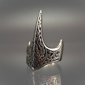 Handmade Sterling Silver Archer Thumb Ring: Traditional Mens Jewelry