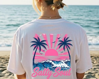Comfort Colors® Salty Soul Summer Shirt | Summer Vacation Tee Tshirt | Retro Graphic Summer Shirt | Vintage Beach Shirt | Sea After Shirt