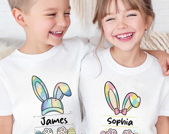 Custom Easter Bunny Name T-Shirt, Personalized Bunny Ears Shirt for Kids, Easter Outfit Tee, Spring Bunny Shirt Gift, Cute Easter Shirt