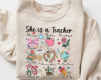 Floral Teach Sweatshirt, Cute Teacher Sweatshirt, Teacher Appreciation Gift, Back To School, Teacher Hoodie. School Shirt,Teacher sweatshirt